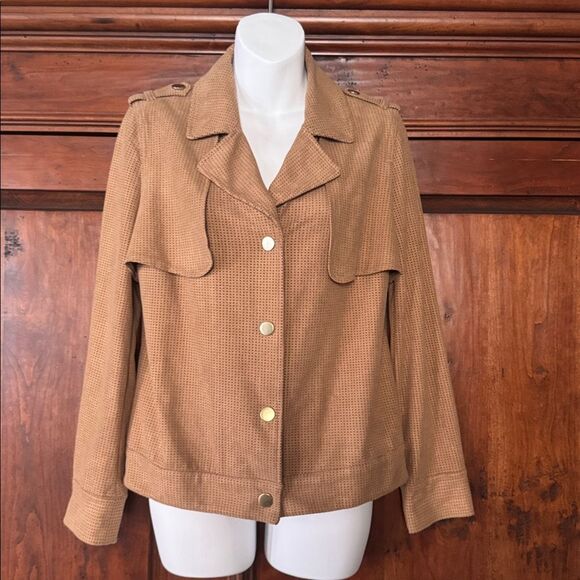 Chico’s Neutral Foil Perforated Jacket Size 0 (Small/4) - Picture 2 of 4